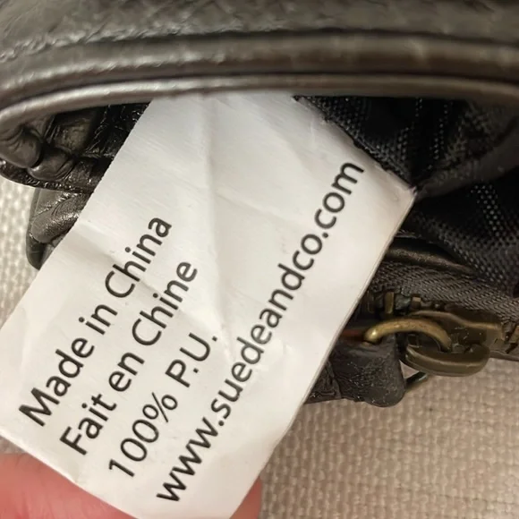 Vintage clutch bag, grey and black, 3 compartments - Picture 4 of 8